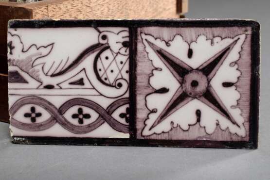 58 Delfter Fliesen Fries mit Mangan Dekor "Ornamente", L. ca. 13,4cm (L. zusammen ca. 780cm) - photo 3