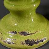 4 Keramik Artischocken auf Balustersockel, heller Scherben grün glasiert, H. 18/24cm, Glasurdefekte, best. - Foto 5