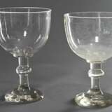 2 Diverse Berliner Weisse Gläser mit Milchglas Lippenrand und Eichstrich "0,4l / 0,3l", H. 21,5/22,2cm, Gebrauchsspuren - photo 2