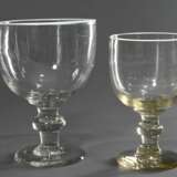 2 Diverse Berliner Weisse Gläser mit Milchglas Lippenrand und Eichstrich "0,3/0,4l, 0,6l", Abriss im Boden, H. 21,2/23,5cm, Gebrauchsspuren - photo 2