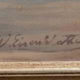 Eisenblätter, Wilhelm (1866-1934) "Kuhrenkähne auf dem Haff", Öl/Leinwand, u.r. sign., verso Klebeetikett "Kunstsalon Riesemann & Lintaler/ Königsberg", 71,5x100,5cm (m.R. 85x114cm), min. Defekte … - Foto 3