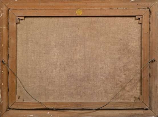 Eisenblätter, Wilhelm (1866-1934) "Kuhrenkähne auf dem Haff", Öl/Leinwand, u.r. sign., verso Klebeetikett "Kunstsalon Riesemann & Lintaler/ Königsberg", 71,5x100,5cm (m.R. 85x114cm), min. Defekte … - Foto 4