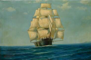 Holst, Johannes (1880-1965) &quot;Segler im Wind&quot; 1964, Öl/Leinwand, u.l. sign./dat., 60x90cm (m.R. 62,5x93cm), fleckige Firnis