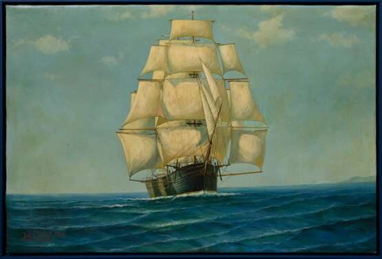 Holst, Johannes (1880-1965) "Segler im Wind" 1964, Öl/Leinwand, u.l. sign./dat., 60x90cm (m.R. 62,5x93cm), fleckige Firnis - photo 2
