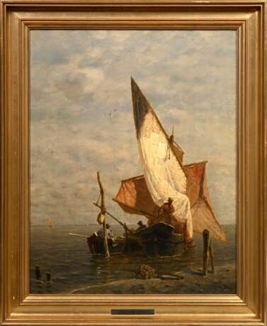 Dill, Ludwig (1848-1940) "Venezianische Fischer in der Lagune", Öl/Leinwand, u.r. sign., 57,3x44,8cm (m.R. 67,5x55,5cm), rest. - photo 2