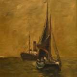 Hambüchen, Wilhelm (1869-1939) „Dampfschiff und Segler“, Öl/Leinwand (Rupfen), u.r. sign., 70,5x51cm (m.R. 82,5x62,3cm), kleine Defekte der Maloberfläche - photo 1