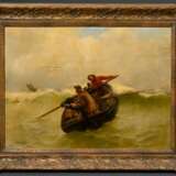 Haquette, Georges Jean Marie (1854-1906) „Fischerboot ‚Louis Dieppe‘ in schwerer See“, Öl/Leinwand, u.l. sign., Prunkrahmen (kleine Defekte), 60x81,5cm (m.R. 82x103cm), min. verschmutzt - photo 2