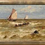 Weber, Théodore Alexander (1838-1907) „Segler und Ruderboot“, Öl/Leinwand, verso bez., 32,3x55cm (m.R. 38,8x61,5cm) - photo 2