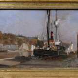 Engel, Otto Heinrich (1866-1949) „Dampfer am Flussufer“, Öl/Malpappe, u.r. sign., 21,6x31,5cm (m.R. 26x36cm) - photo 2