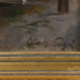 Engel, Otto Heinrich (1866-1949) „Dampfer am Flussufer“, Öl/Malpappe, u.r. sign., 21,6x31,5cm (m.R. 26x36cm) - photo 3