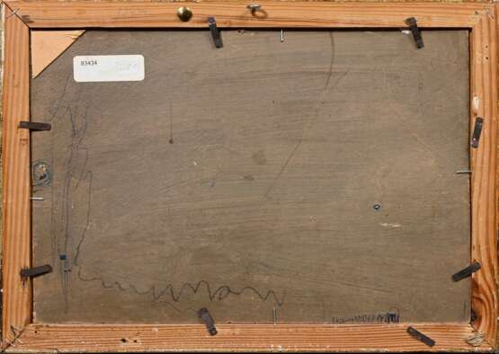 Engel, Otto Heinrich (1866-1949) „Dampfer am Flussufer“, Öl/Malpappe, u.r. sign., 21,6x31,5cm (m.R. 26x36cm) - photo 4