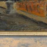 Qvistorff, Victor (1882-1953) „Frachter an der Mole“, Öl/Malpappe, u.r. sign., 15,2x21,2cm (m.R. 19,5x25cm) - photo 3