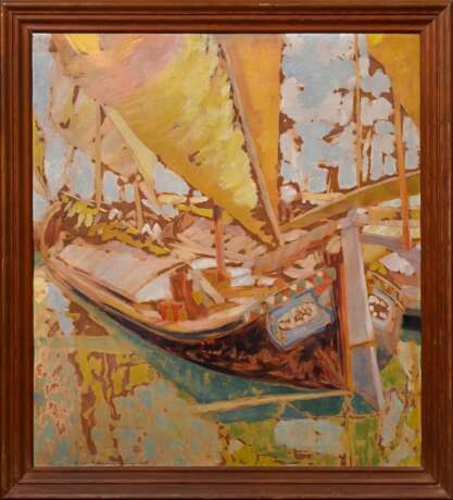 Bölcskey, Ferenc (1897-1976) "Venezianisches Segelboot" 1927, Öl/Malpappe, u.l. sign./dat./bez., 79,5x71,2cm (m.R. 90x81cm), min. Defekte der Maloberfläche, Platte leicht gebogen - photo 2