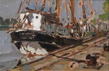 Bodendieck, Hinnerk (*1965) „Guten Morgen Undine!“ 1999 , Öl/Hartfaser, u.l. sign./dat./bez., 20,4x30,4cm (m.R. 28,5x38,5cm)