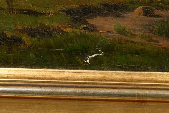 Nordahl Grove, Peter Frederick (1822-1885) "Jægersborg Dyrehave (Hirschpark Kopenhagen)" 1863, Öl/Leinwand, u.r. sign./dat., verso bez./dat., 25x39,2cm (m.R. 36,2x50cm), min. rest., u.r. kleiner Defekt der Malo… - photo 4