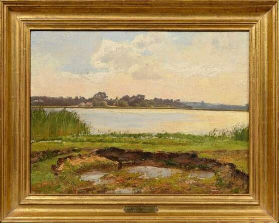 Morgenstern, Carl Ernst (1847-1928) "Landschaft in der Provinz Posen", Öl/Malpappe, verso Nachlassangabe "Geschenk des Künstlers an Frl. Schweinichen (Ostrowo)" und Familiensiegel, 43x57cm (m.R. 56x69… - photo 2