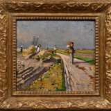 Mühlig, Hugo (1854-1929) „Ernteszene“, Öl/Holz, u.r. sign., 20,3x22,3cm (m.R. 29,8x31,8cm) - photo 2