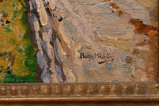 Mühlig, Hugo (1854-1929) „Ernteszene“, Öl/Holz, u.r. sign., 20,3x22,3cm (m.R. 29,8x31,8cm) - photo 3