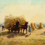 Pippel, Otto (1878-1960) "Sommer (Heuernte)", Öl/Leinwand, u.r. sign., verso Klebeetikett "Otto Pippel", darauf betitelt und Klebeetikett "Galerie Commeter", 50,5x60,5cm (m.R. 65,5x75,5cm), … - photo 1