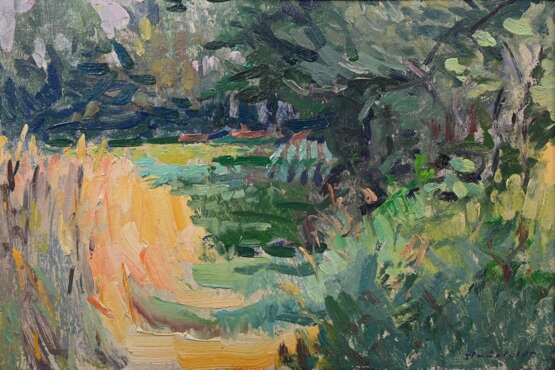 Hausfeldt, Hans (1902-1977) "Weg am Feldrand", Öl/Malpappe, u.r. sign., 28,8x42,4cm (m.R. 40x53,8cm), Malpappe min. gebogen - фото 1