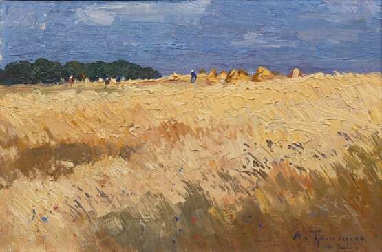 Thamm, Gustav Adolf (1859-1925) "Weizenfeld" 1944, Öl/Leinwand, u.r. sign./dat., 23,5x35cm (m.R. 35x46,5cm) - photo 1