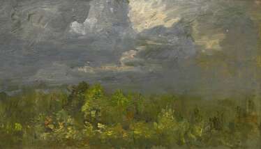 Höckner, Rudolf (1864-1942) &quot;Landschaft mit weitem Himmel&quot;, Öl/Papier, 11,5x20cm (m.R. 21,5x30cm)