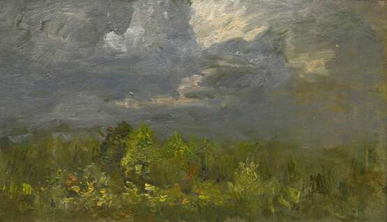 Höckner, Rudolf (1864-1942) "Landschaft mit weitem Himmel", Öl/Papier, 11,5x20cm (m.R. 21,5x30cm) - photo 1