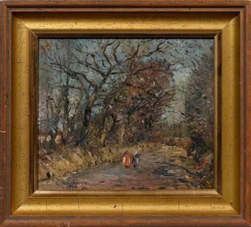 Höckner, Rudolf (1864-1942) "Landschaft mit Spaziergängern" 1889 (?), Öl/Malpappe, u.l. sign./dat., 14,7x16,6cm (m.R. 19x21cm) - photo 2