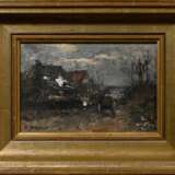 Höckner, Rudolf (1864-1942) "Landschaft mit Kutsche und Gehöft", Öl/Leinwand auf Pappe kaschiert, u.l. sign., 12,5x19cm (m.R. 21,5x27,5cm) - photo 2