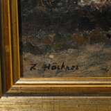 Höckner, Rudolf (1864-1942) "Landschaft mit Kutsche und Gehöft", Öl/Leinwand auf Pappe kaschiert, u.l. sign., 12,5x19cm (m.R. 21,5x27,5cm) - photo 3