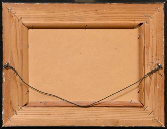 Höckner, Rudolf (1864-1942) "Landschaft mit Kutsche und Gehöft", Öl/Leinwand auf Pappe kaschiert, u.l. sign., 12,5x19cm (m.R. 21,5x27,5cm) - photo 4