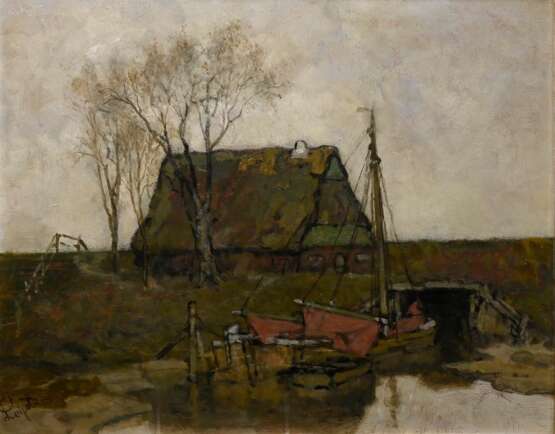Leipold, Karl (1864-1943) „Am Stördeich“, Öl/Hartfaser, u.l. sign., 42x53cm (m.R. 54x64,5cm), min. Defekte der Maloberfläche - photo 1