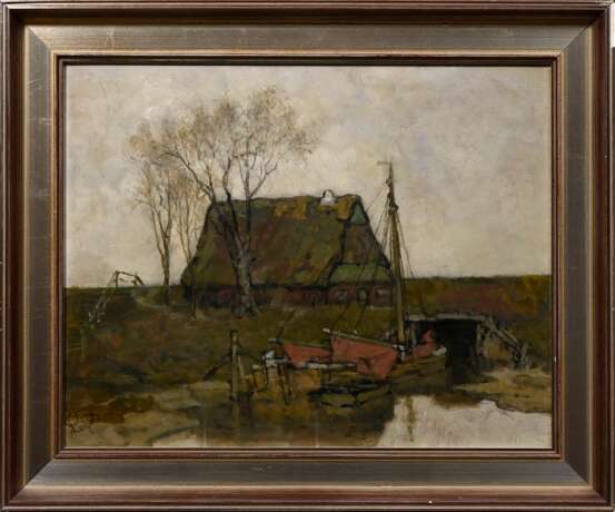 Leipold, Karl (1864-1943) „Am Stördeich“, Öl/Hartfaser, u.l. sign., 42x53cm (m.R. 54x64,5cm), min. Defekte der Maloberfläche - photo 2