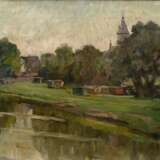 Grünenwald, Agnes (1860-1929) zugeschrieben „Der Neckar bei Bad Cannstatt“, Öl/Leinwand, 32,5x53,8cm (m.R. 40,5x61,5cm) - Foto 1