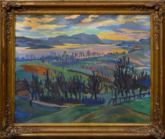 Heinsheimer, Fritz (1897-1958) „Süddeutsche Landschaft“, Öl/Malpappe, Prunkrahmen, 45,5x58cm (m.R. 56x68,5cm), kleine Löcher in den Ecken, leicht gewellt, kleine Defekte der Maloberfläche - фото 2