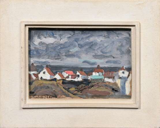 Tesdorpf-Edens, Ilse (1892-1966) „Häuser am Meer“, Öl/Malpappe, u.l. sign., verso Klebeetikett "Galerie Commeter/ Hamburg", 17,3x24cm (m.R. 28,5x36cm) - photo 2