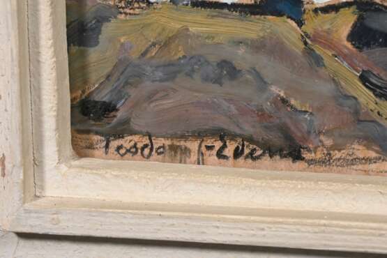 Tesdorpf-Edens, Ilse (1892-1966) „Häuser am Meer“, Öl/Malpappe, u.l. sign., verso Klebeetikett "Galerie Commeter/ Hamburg", 17,3x24cm (m.R. 28,5x36cm) - photo 3