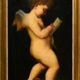 Unbekannter Maler des 18.Jh. "Lesender Amor" nach Antonio Allegri da Correggio (1489-1534), Öl/Leinwand, 70x41,5cm (m.R. 78x50,5cm), Craquelé, Keilrahmen leicht durchgedrückt, rest., Vgl. Pinakothek, https://ww… - photo 2