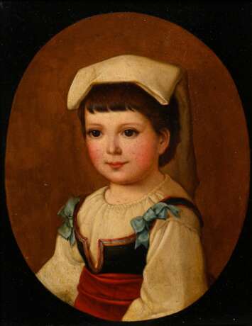 Wohnlich, Laura (?) „Portrait Ida Nisoli“ 1881, Öl/Holz, verso bez., 27x20,7cm (m.R. 30,7x24,4cm), rest. - Foto 1