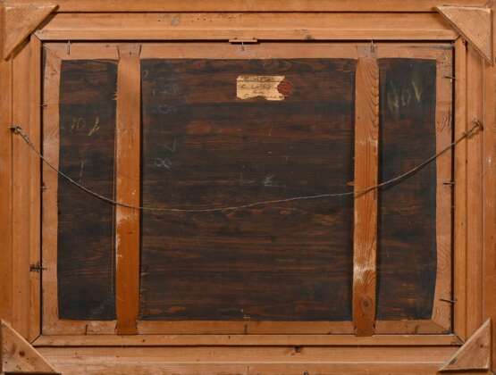 Wolfrom, Friedrich Ernst (1857-1923) „Schwestern“, Öl/Holz, verso auf Klebeetikett sign./bez., Wachssiegel, 58x80,5cm (m.R. 75,5x98cm), Randdefekte, Craquelé - photo 5