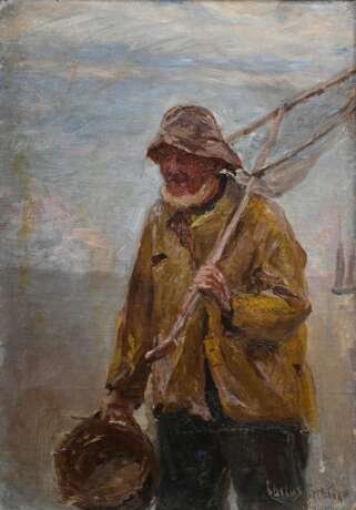 Grethe, Carlos (1864-1913) "Crevettenfischer", Öl/Leinwand, u.r. sign./bez., verso sign./betit./bez., 65,5x45,5cm (m.R. 74x54cm), kleine Randdefekte - Foto 1