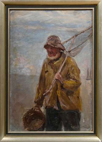 Grethe, Carlos (1864-1913) "Crevettenfischer", Öl/Leinwand, u.r. sign./bez., verso sign./betit./bez., 65,5x45,5cm (m.R. 74x54cm), kleine Randdefekte - Foto 2