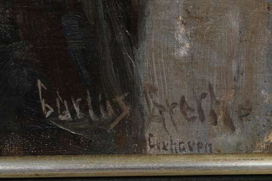 Grethe, Carlos (1864-1913) "Crevettenfischer", Öl/Leinwand, u.r. sign./bez., verso sign./betit./bez., 65,5x45,5cm (m.R. 74x54cm), kleine Randdefekte - Foto 3