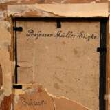 Müller-Lingke, Albert (1844-1930) "Kleines Mädchen mit rotem Kopftuch (Rotkäppchen)", Öl/Leinwand, auf Malpappe kaschiert, u.l. sign., verso bez., Prunkrahmen (kleine Defekte), 12,5x9,5cm (m.R. 32x29cm), rest.… - photo 5