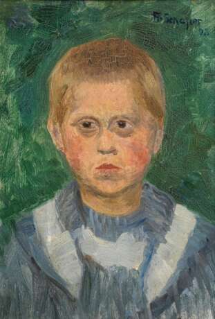 Schaper, Friedrich (1869-1956) „Kleiner Junge“ 1893, Öl/Malpappe, o.r. sign./dat., verso Studie „Feldarbeit“, ca. 37x26cm (m.R. 49,5x38,5cm), Craquelé - photo 1