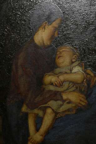 Thoma, Hans (1839-1924) "Mutter und Kind" 1899, Öl/Collage/Malpappe, u.l. sign./dat., verso Provenienzangabe "Helmut Goetz, Rom" (Kunsthistoriker, 1920-?), 53,5x69,5cm (m.R. 57,5x73,5cm), leichtes Cra… - photo 4