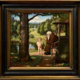 Hansen, Sophus (1871-1959) "Idyll" (Amor wird unterwiesen) 1926, Öl/Leinwand, u.l. sign./dat., verso Stempel "Kunsthandlung Alfred Lochte/Hbg." und Zeitungsausschnitt zur Ausstellung 1926, 40,3x43,3cm… - photo 4