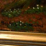 Hansen, Sophus (1871-1959) "Idyll" (Amor wird unterwiesen) 1926, Öl/Leinwand, u.l. sign./dat., verso Stempel "Kunsthandlung Alfred Lochte/Hbg." und Zeitungsausschnitt zur Ausstellung 1926, 40,3x43,3cm… - photo 5