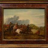 Stoffe, Jan Jansz. van der (1611-1682) zugeschrieben „Reiterschlacht“, Öl/Holz, 18,5x24,5cm (m.R. 28x34cm), rest. - photo 2
