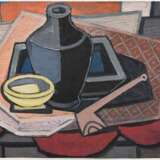 Maetzel, Emil (1877-1955) „Stillleben mit Vase und Pfeife“ 1948, Öl/Papier, u.r. sign./dat., auf Papier montiert, 31x47cm (38,8x52,8cm), Reißzweckenlöcher in den Ecken, Provenienz: direkt vom Künstler erworben, Sammlung … - photo 1
